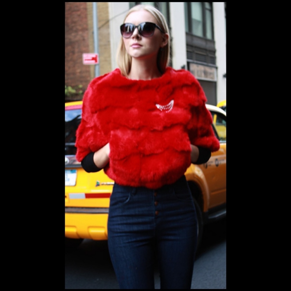 SOLD Red Rabbit Fur Capelet